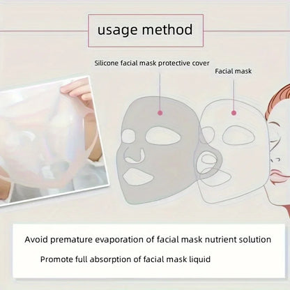 Silicone mask cover, ear-mounted fixed mask to moisturize and absorb essence, reusable facial care tool